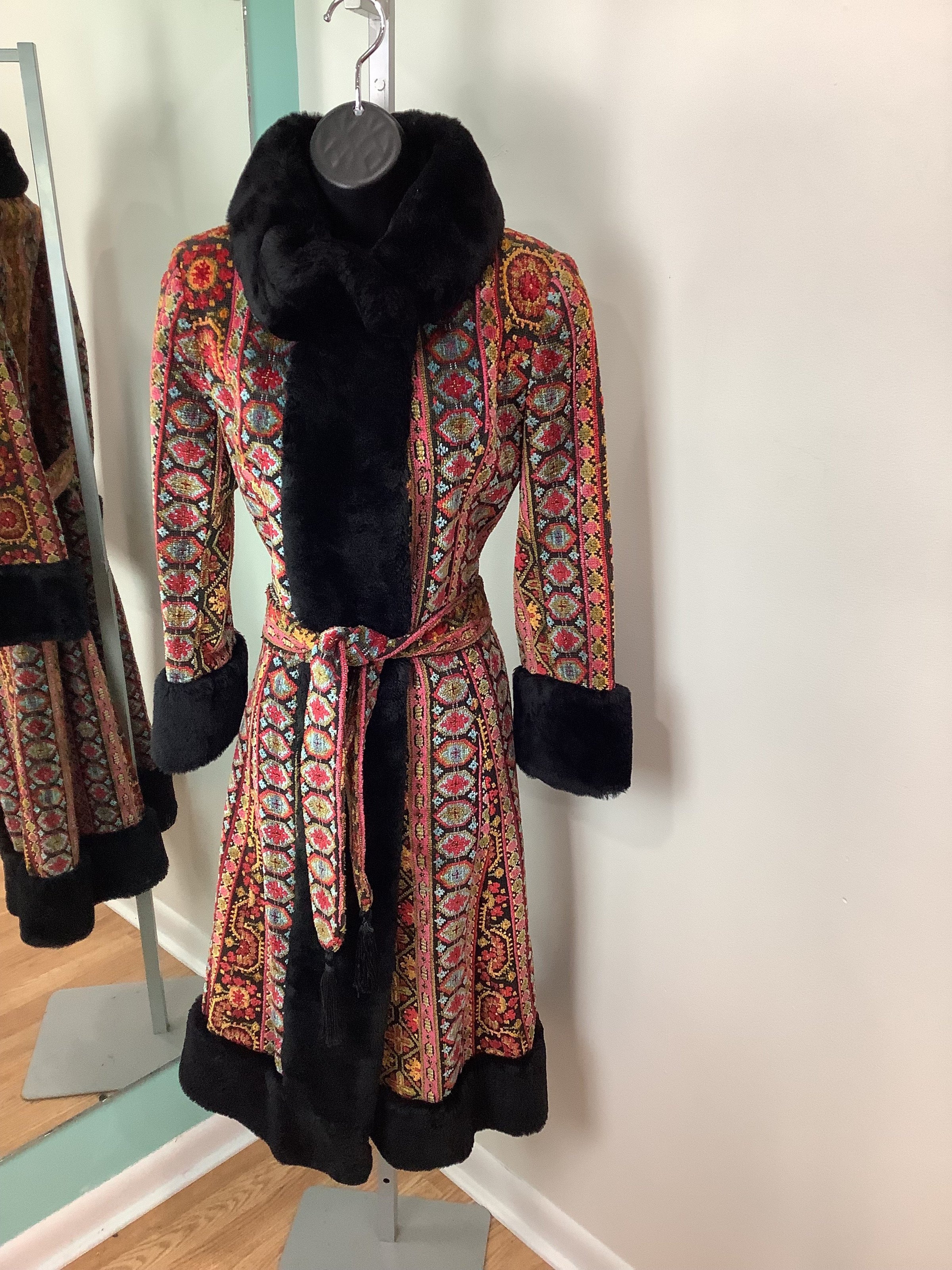 60's- 70's Tapestry Vintage Weave Bohemian Couture Coat With