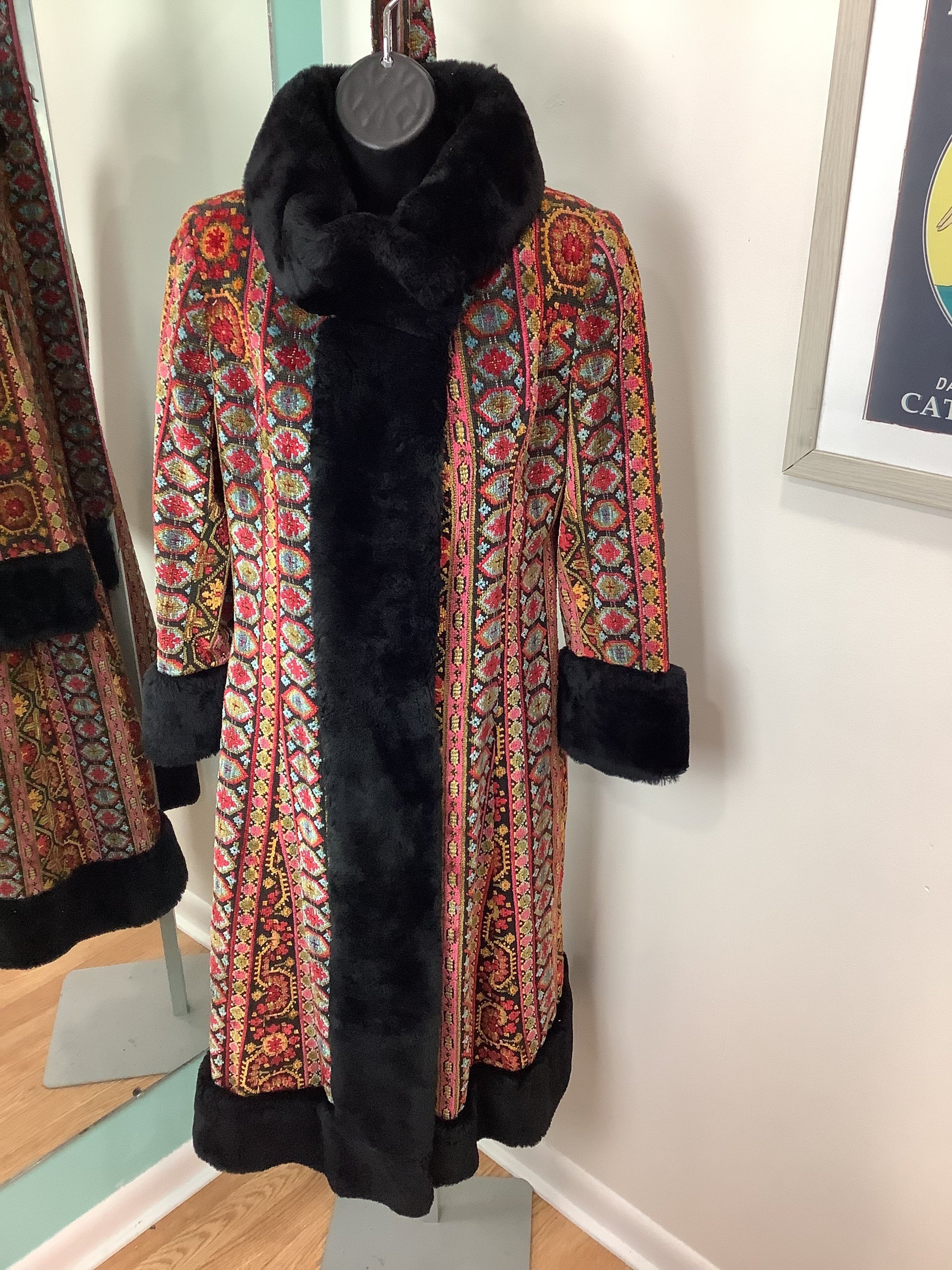 60's- 70's Tapestry Vintage Weave Bohemian Couture Coat With